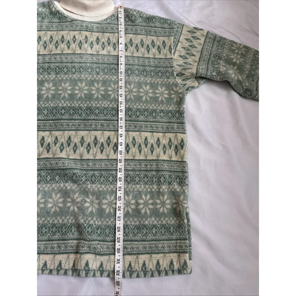Vintage Nordic Fair Isle Styled 80s USA Turtleneck Sweater Oversized Men's Large